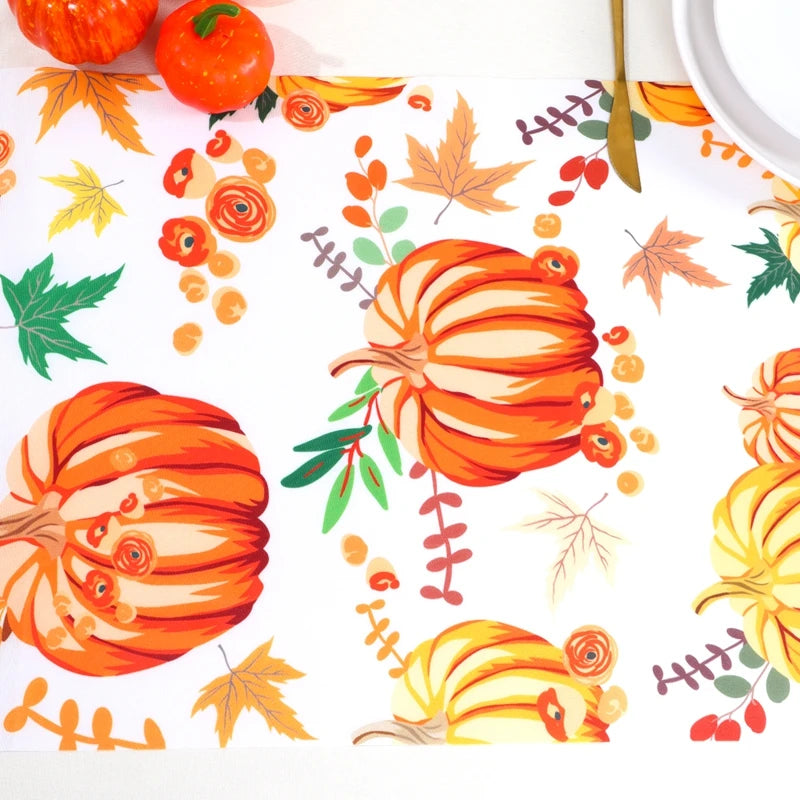 Thanksgiving Day Pumpkin Maple Leaf Table Runner Happy Thanksgiving Day Party Decor 2024 For Home Kitchen Dining Table Covers