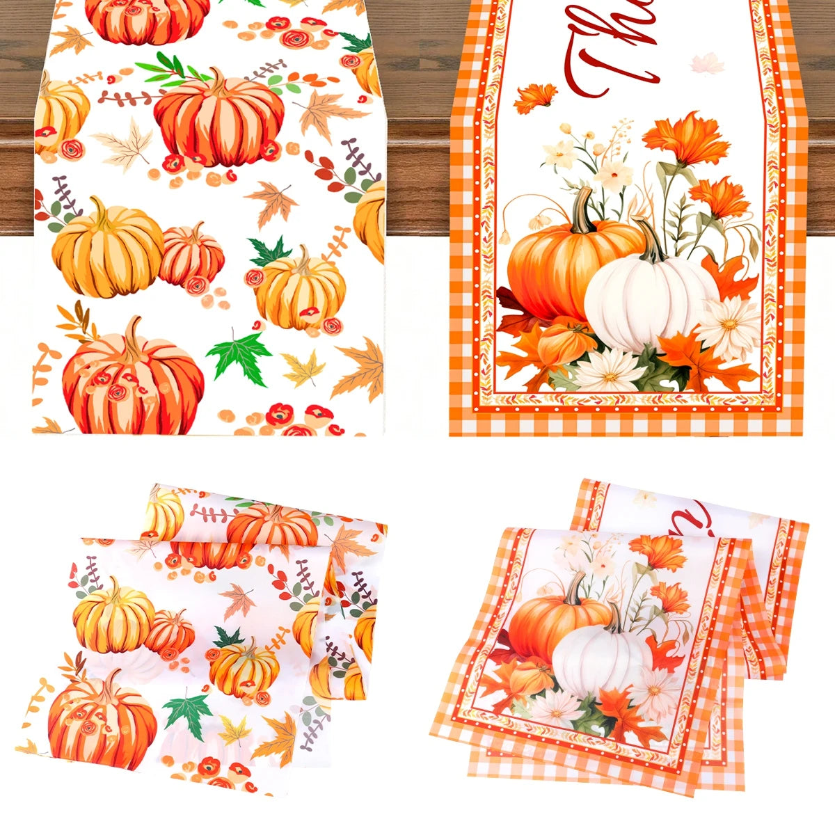 Thanksgiving Day Pumpkin Maple Leaf Table Runner Happy Thanksgiving Day Party Decor 2024 For Home Kitchen Dining Table Covers