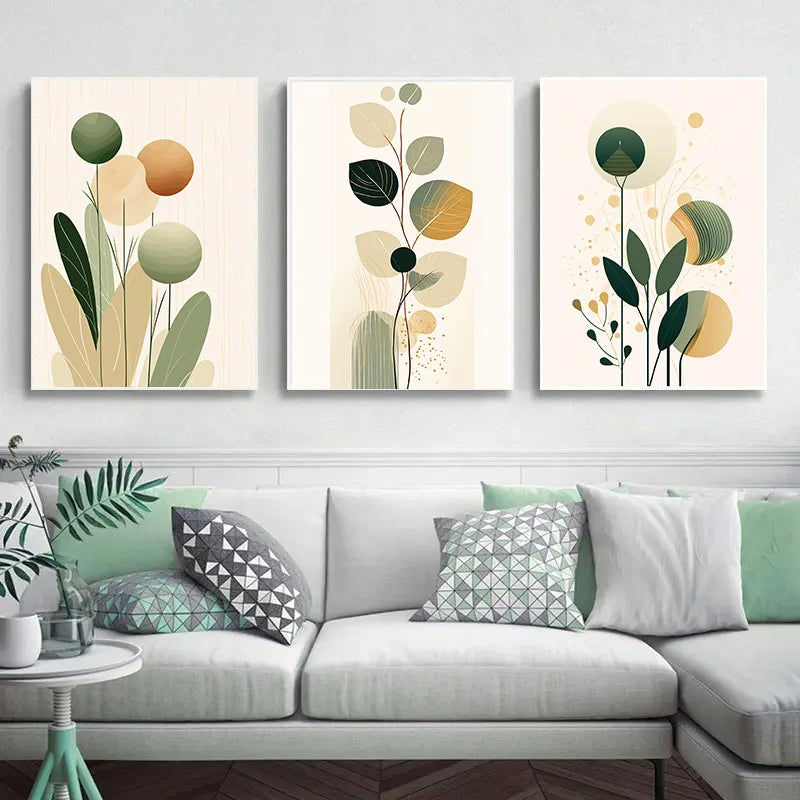 Decoration Pictures Room Wall Decor Abstract Posters for Wall Art Canvas Painting Geometric Plants Green Leaves Home Decorations